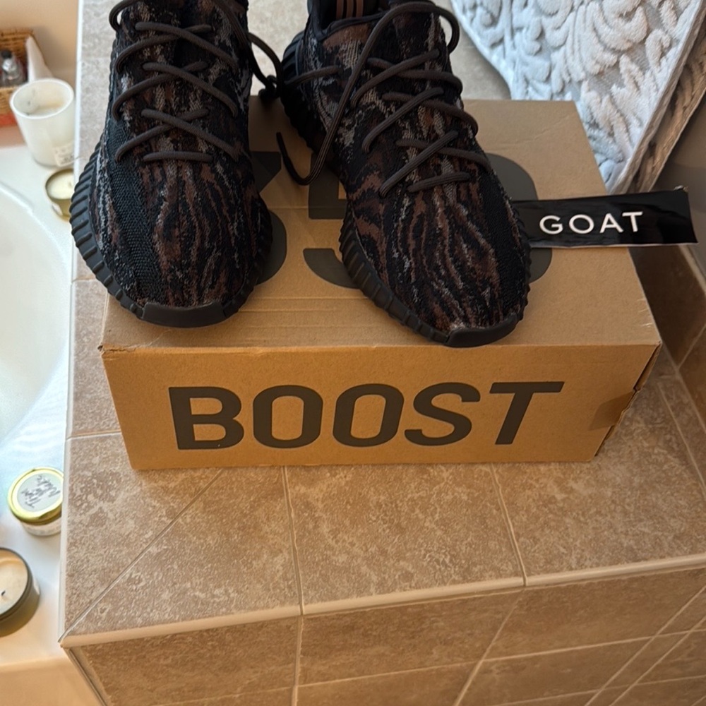 adidas Black and Brown Athletic Shoes with Knit Design